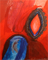 Aile oreille 2011, encre de chine, pastel, crayon rouge, papier Arches, 56x76 cm